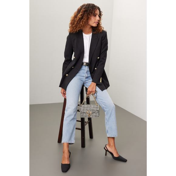 Derek Lam 10 Crosby Walter Blazer Black Gold Buttons Double Breasted Sz 4 - Picture 3 of 14